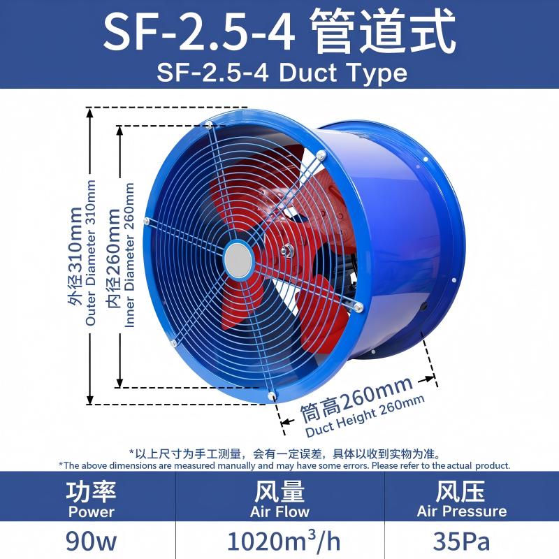 Ventilador axial de tubulação de alto fluxo